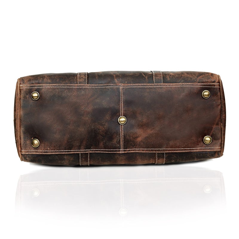 cuero حقيبة دفل جلدية بطول 24 بوصة للرجال والنساء حقيبة سفر كبيرة لحملها في الطائرة، حقيبة رياضية لرحلات نهاية الأسبوع - Image 2